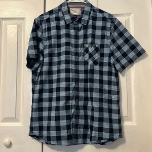 Men’s Flag & Anthem Plaid Button Down Shirt, large